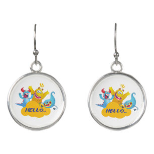cute monster say hello earrings