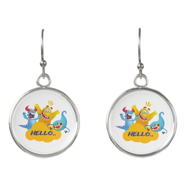 cute monster say hello earrings (Front)