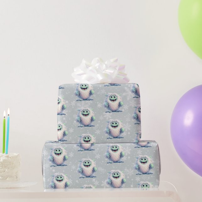 Cute Monster Snowman Abominable Yeti Legend  Wrapping Paper (Party Gifts)