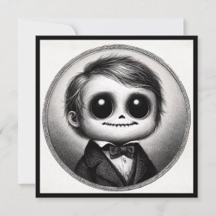 Cute Monster Spooky Horror Antique Illustration Card