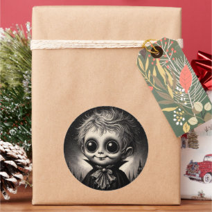 Cute Monster Spooky Horror Antique Illustration Classic Round Sticker
