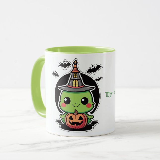 Cute Monster Surrounded By Bats Mug (Front Left)