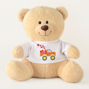 Cute Monster Truck & hearts Valentine's Day Baby Teddy Bear