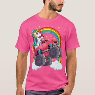 Cute Monster Truck Unicorn Magical Rainbow Kids Gi T-Shirt