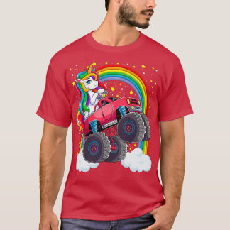 Cute Monster Truck Unicorn Magical Rainbow Kids Gi T-Shirt
