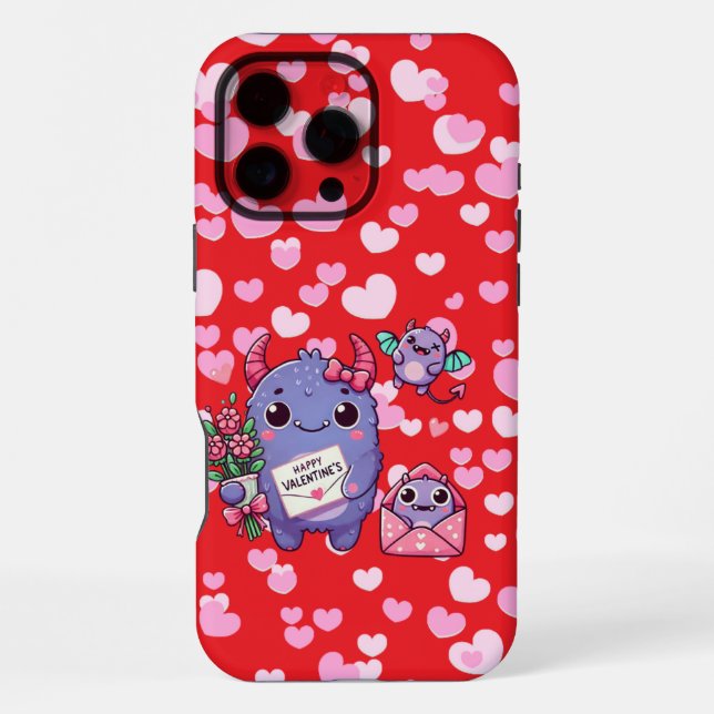 Cute monster Valentine's Day  iPhone Case (Back)