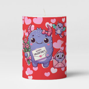 Cute monster Valentine's Day Pillar Candle