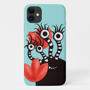 Cute Monster With Four Eyes Abstract Tulips iPhone 11 Case