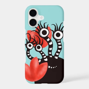 Cute Monster With Four Eyes Abstract Tulips iPhone 17 Case