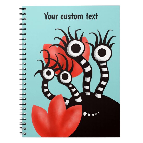 Cute Monster With Four Eyes Abstract Tulips Notebook