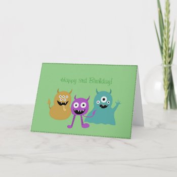Cute Monsters Birthday Card by MudPieSoup at Zazzle