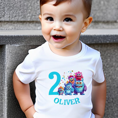 Cute Monsters Birthday Name Boy Toddler T_shirt