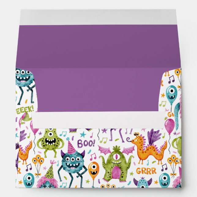 Cute Monsters Birthday Party Envelope (Back (Bottom))