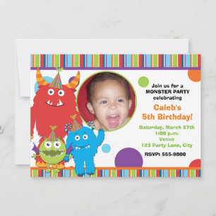 Cute Monsters Birthday Party Photo Invitation