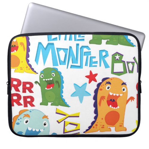 Cute Monsters Childrens Fun Seamless Laptop Sleeve