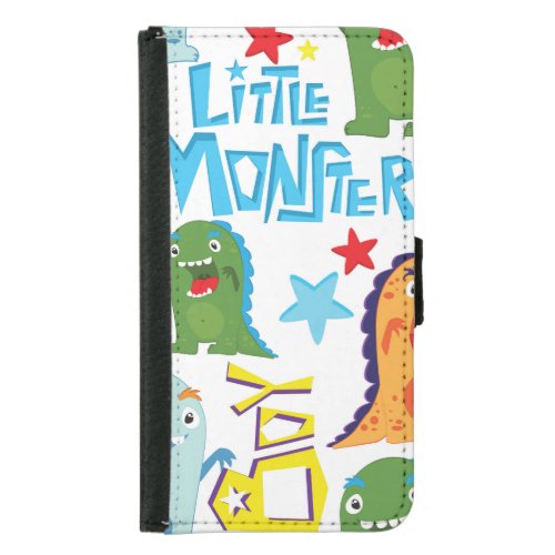 Cute Monsters Childrens Fun Seamless Samsung Galaxy S5 Wallet Case