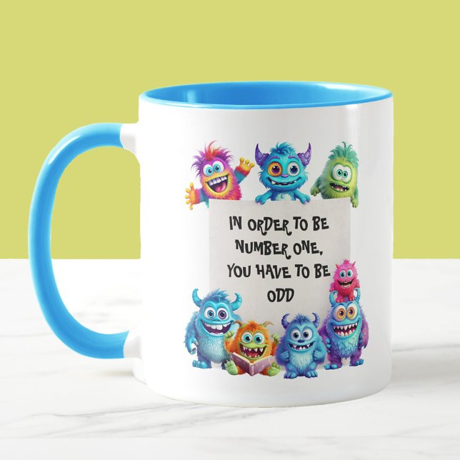 Cute Monsters Colorful Funny Text Mug (Cute Funny Monsters With Your Own Text Mug)
