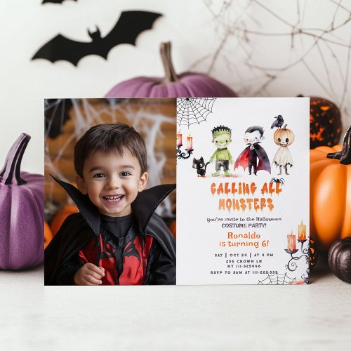 Cute Monsters Costume party boy birthday Invitation