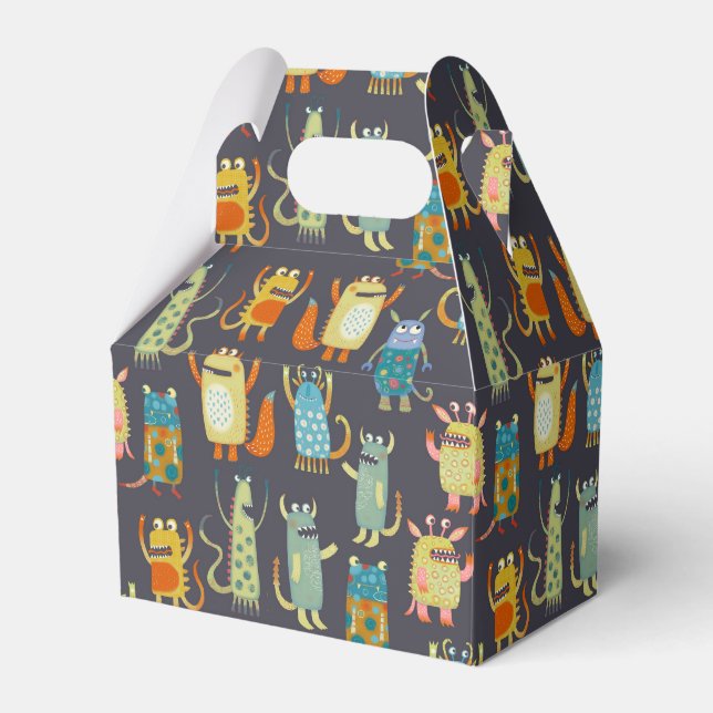 Cute Monsters Favor Boxes (Front Side)