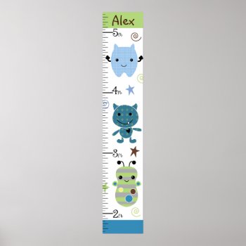 Cute Monsters Growth Chart Keep At 8x44! by Personalizedbydiane at Zazzle