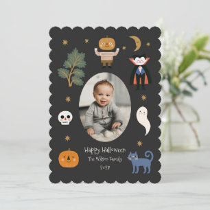 Cute Monsters Halloween Photo Holiday Card