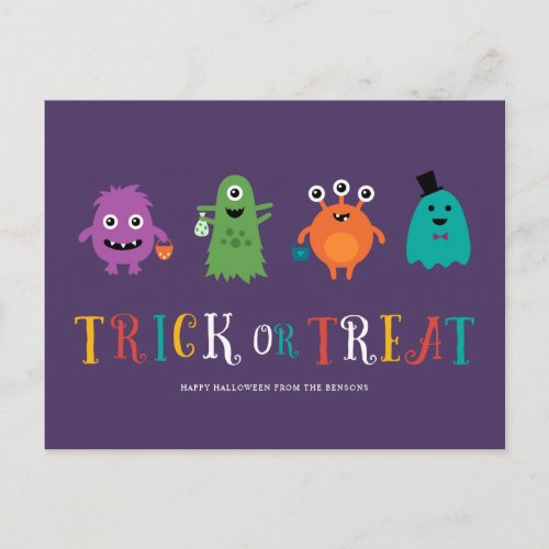 Cute Monsters Halloween Postcard