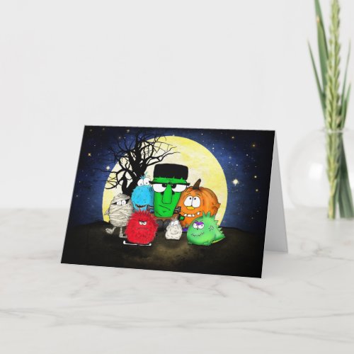 Cute Monsters Happy Halloween Card