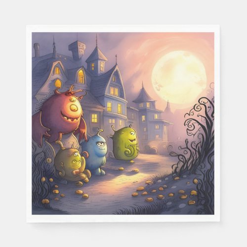 Cute Monsters in a Neighborhood Kids Party  Napkins