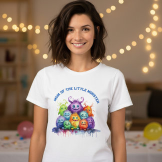 Cute Monsters Kids Birthday Party Mom T-Shirt
