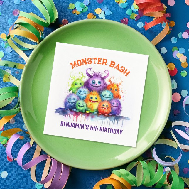Cute Monsters Kids Birthday Party Napkins (Creator Uploaded)