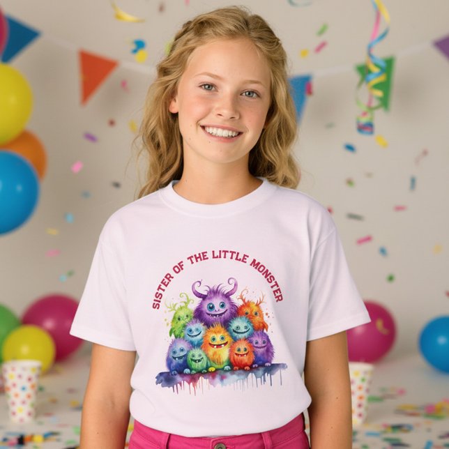 Cute Monsters Kids Birthday Party Sister T-Shirt (Creator Uploaded)