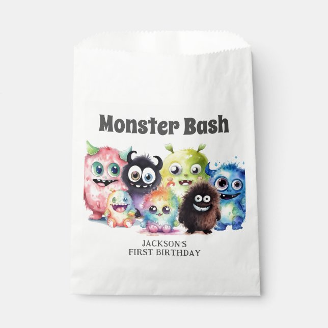 Cute Monsters Kids Halloween Party Favor Bag (Front)