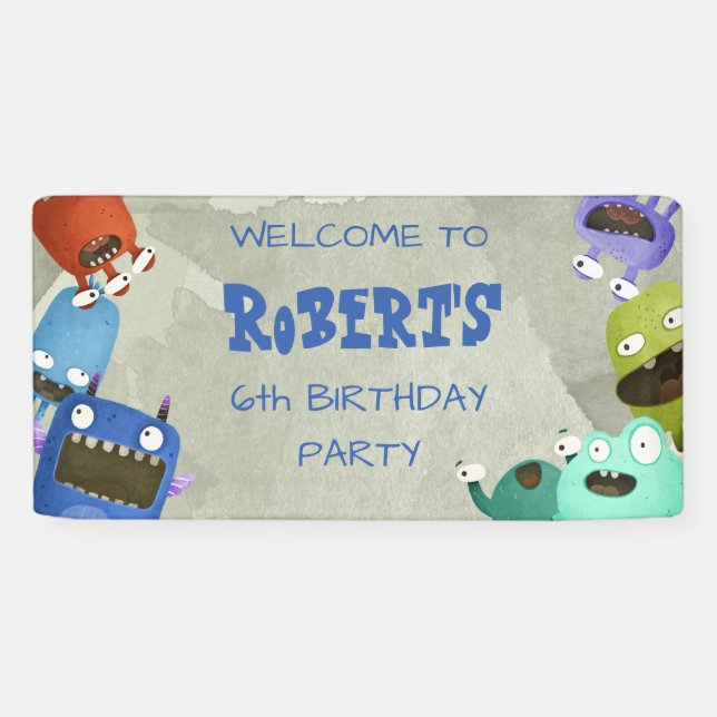 Cute Monsters kids welcome Banner (Horizontal)