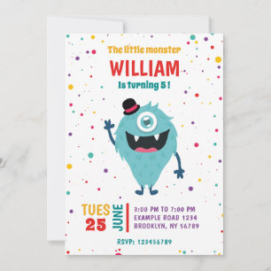 Cute Monsters Little Moster Birthday Party Invitation