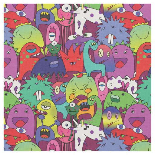 Cute Monsters - pattern for kids Fabric