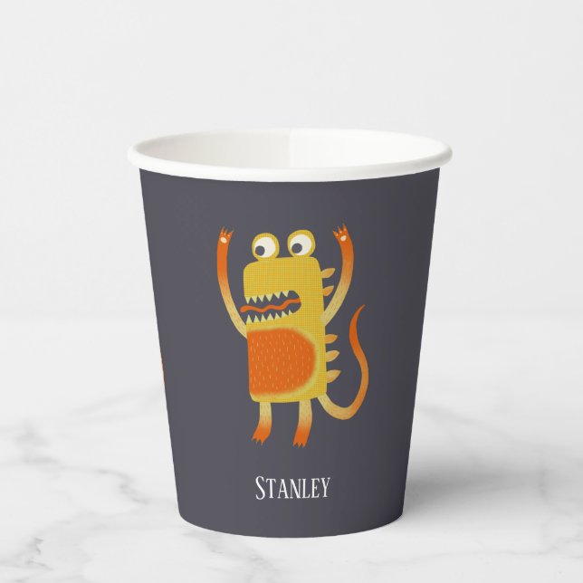 Cute Monsters Personalized Paper Cups (Left)