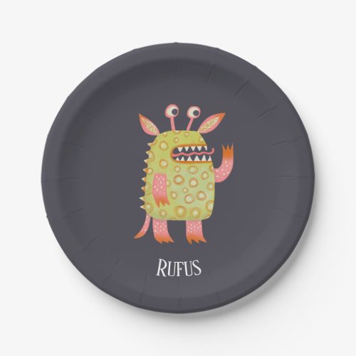 Cute Monsters Personalized Paper Plates