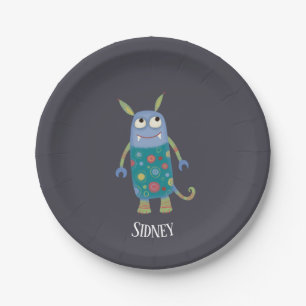 Cute Monsters Personalized Paper Plates