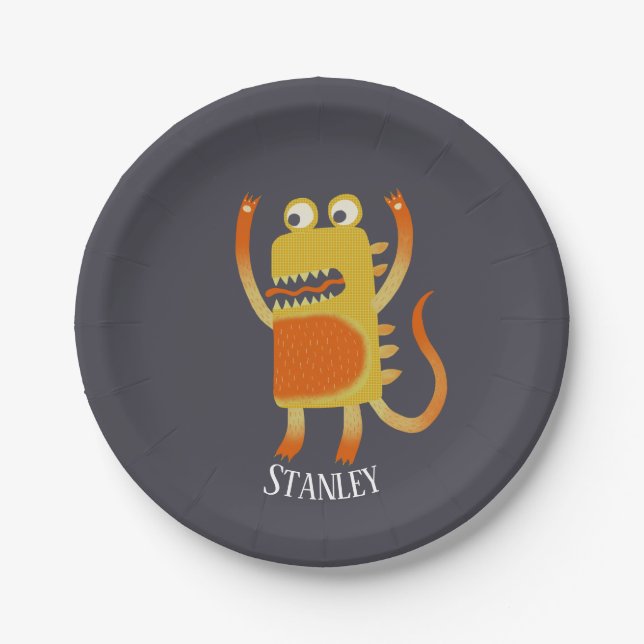 Cute Monsters Personalized Paper Plates (Front)