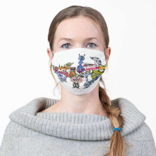 Cute Monsters Protection Adult Cloth Face Mask (Worn)