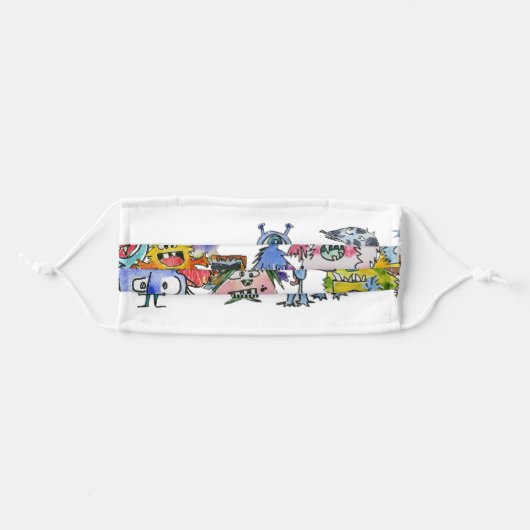 Cute Monsters Protection Adult Cloth Face Mask (Front, Folded)