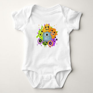 Cute Monsters Watercolor Baby Bodysuit | Funny