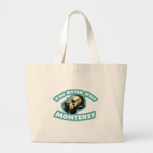 Cute Monterey Otter Travel Large Tote Bag