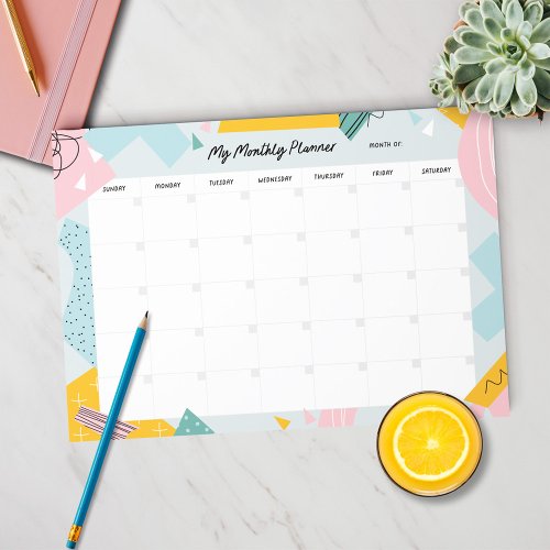 Cute Monthly Planner Abstract Pastel Notepad