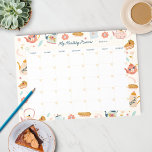 Cute Monthly Planner Tea Party Notepad<br><div class="desc">This cute monthly planner has a tea party-themed design featuring cute illustrations of teapots and baked pies. This is an undated monthly planner where you fill in the dates yourself and use month after month.</div>