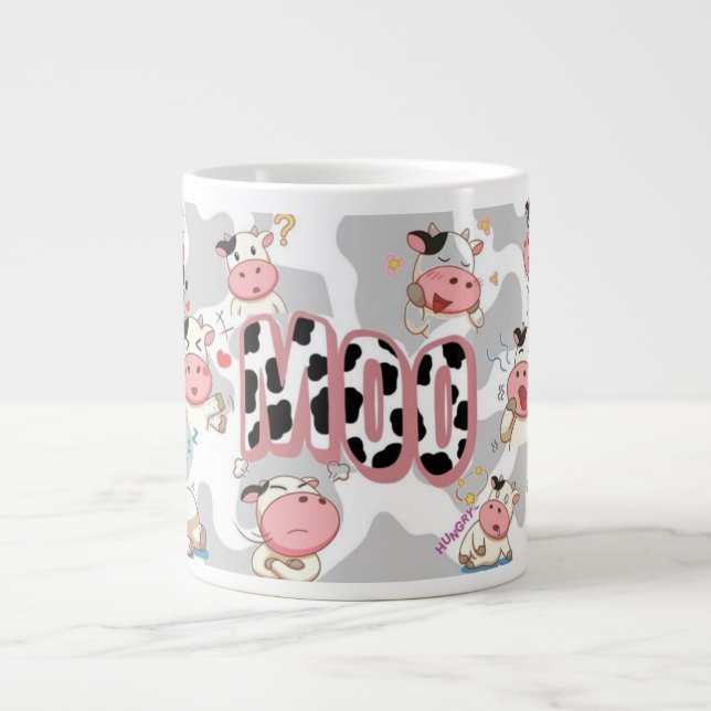 Cute “Moo Cow” Cartoon Design Giant Coffee Mug (Front)