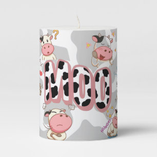 Cute “Moo Cow” Cartoon Design Pillar Candle