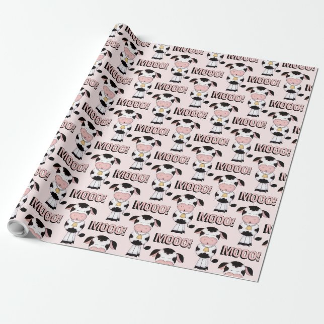 Cute Moo Cows Gift Wrap (Unrolled)
