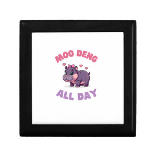 Cute MOO DENG ALL DAY Gamer Girl Animal Lover Hipp Gift Box