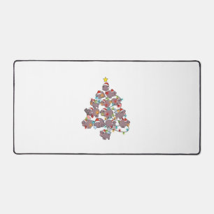 Cute Moo Deng Christmas Tree Funny Baby Pygmy Hipp Desk Mat